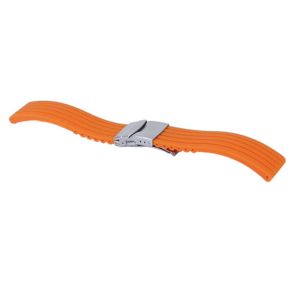 2 Mens Womens Silicone Rubber Watch Strap Band Deployment Buckle Bracelet 22mm