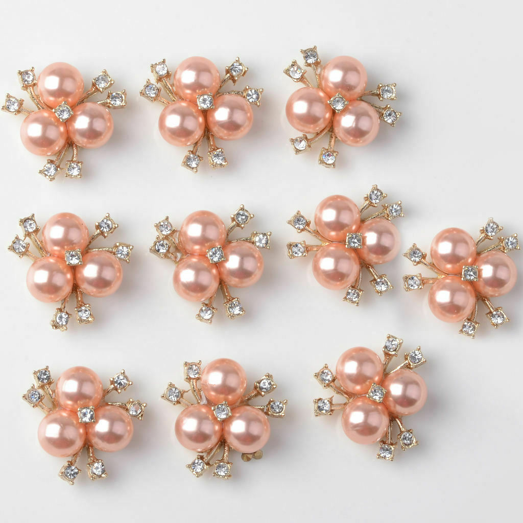 10x Crystal Pearls Craft Supplies Flatback Rhinestone Buttons Adorable Style