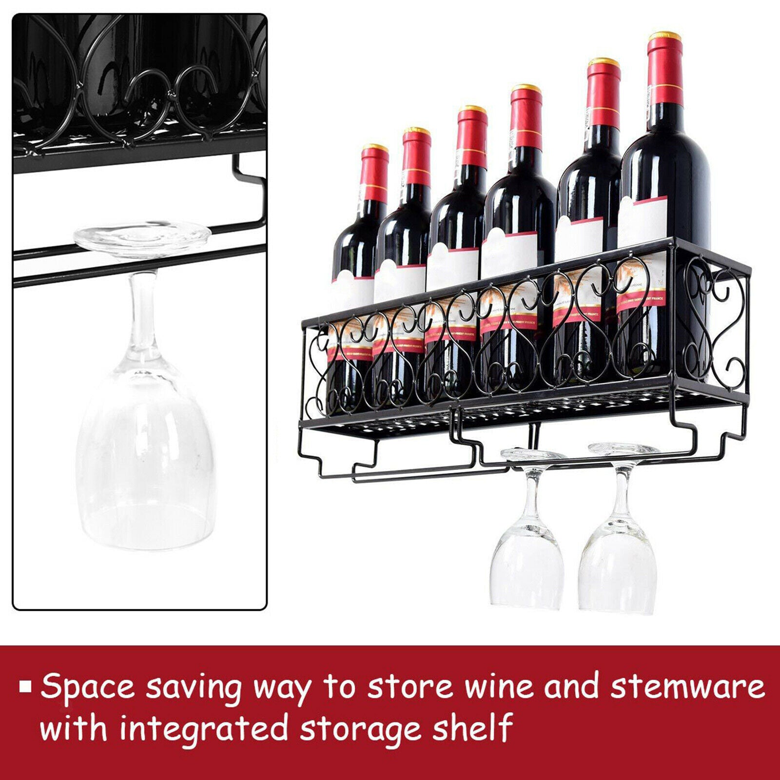 Hanging Wine Rack Stemware Racks Goblet Stemware Rack Bottle Storage Holder