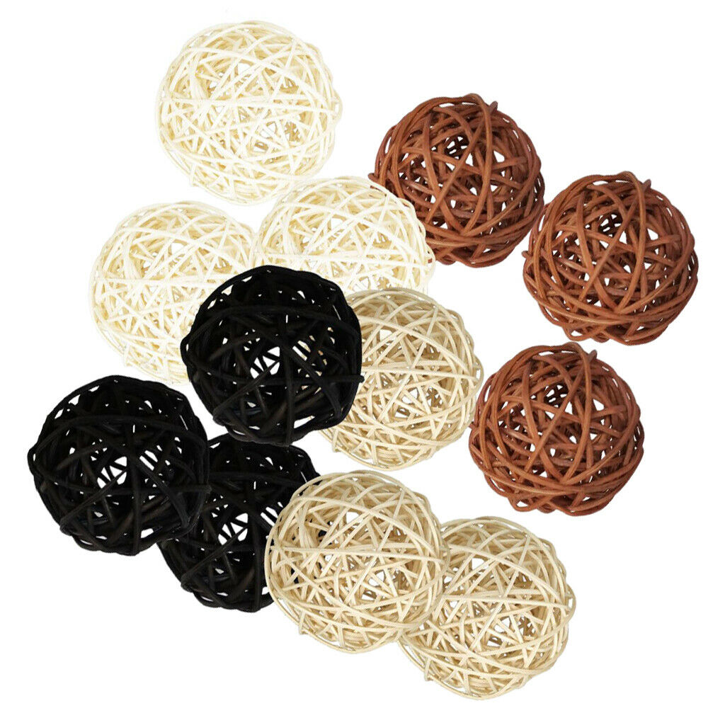 12Pcs Mixed Rattan Wicker Balls Decoration Ornaments Wedding Party Table 5cm