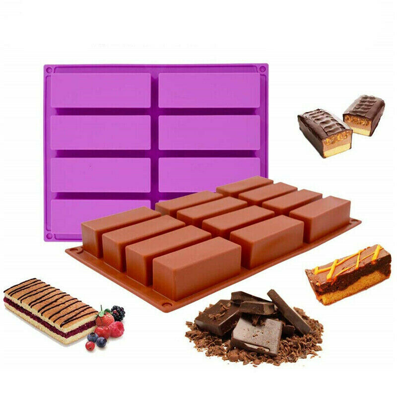 8 Cavity Silicone Rectangle Soap Mould Homemade DIY Cake Making Mold Craft