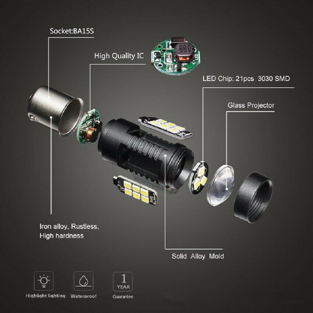 1156 BA15S LED 21SMD Canbus White 21W Car Brake Reverse Lamp Tail Light Bulb