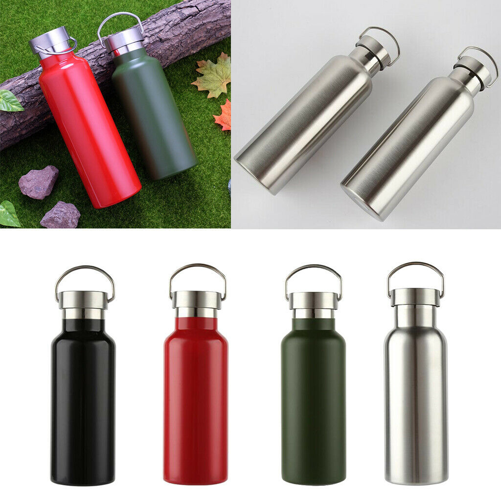 500ml Black Camping Hiking Travel Sport Bottle Water Drinking Vacuum Cup and