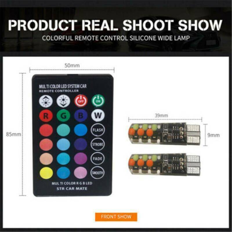 2x T10 5050 6 SMD RGB Car Roof Dome Reading LED Light Lamp Bulb w/Remote Control