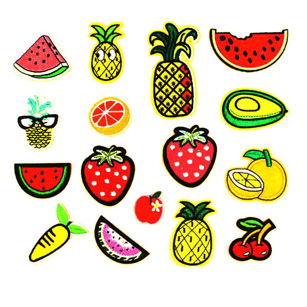 16pcs DIY Sew Iron on Patch Fruits Appliques Embellishment Clothing Decor