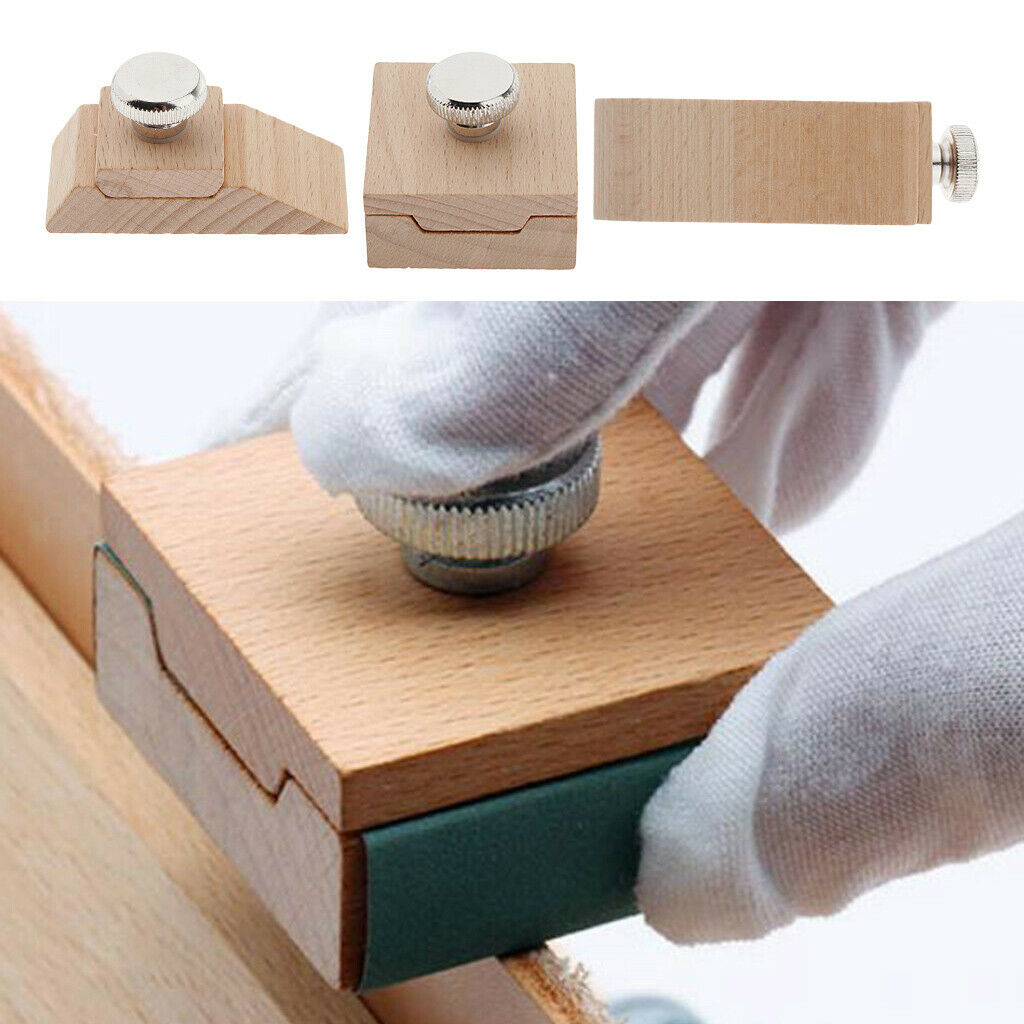 Pack of 3 Wooden Sandpaper Sanding Leather Edge Grinding Polishing Tool