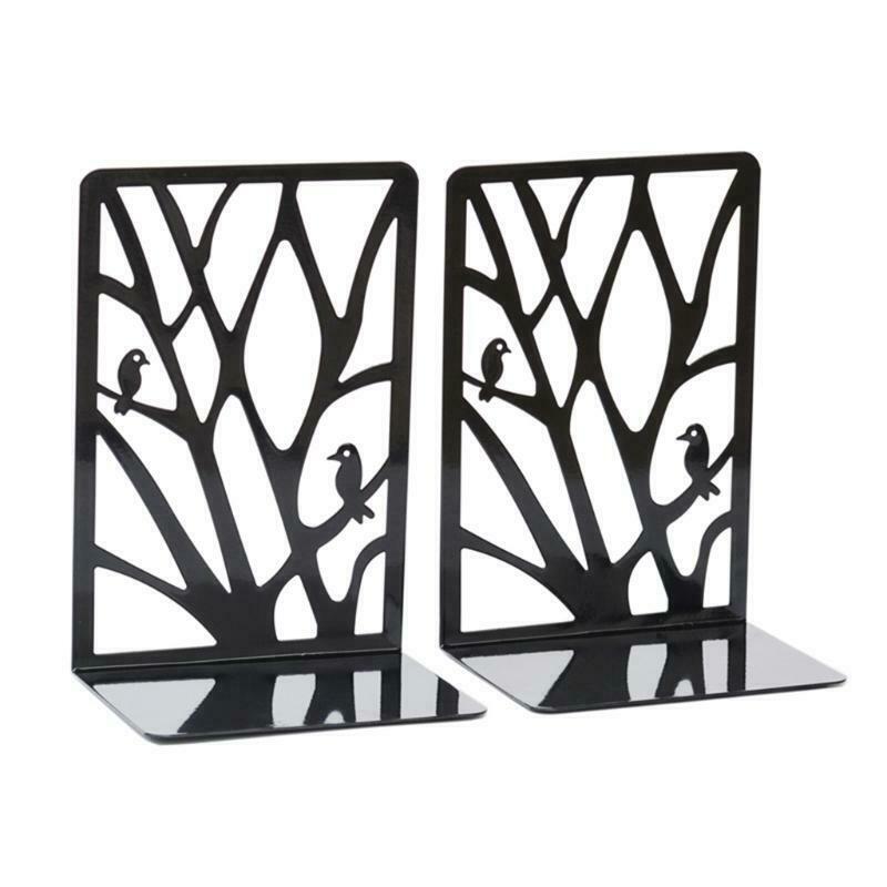 2 Pcs Decorative Bookends File Holder Creative Hollow-out Book Magazine Stands