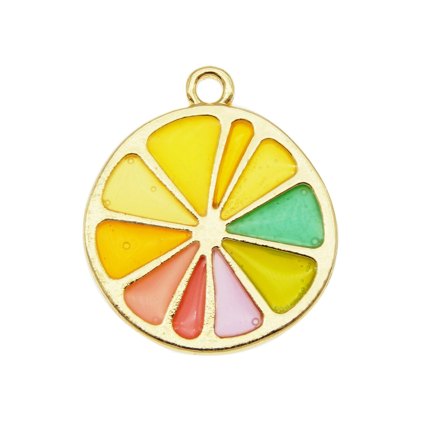 12PCS Multicolor Enamel 26x23mm Fruit Orange Lemon Charms Pendant Jewelry Crafts