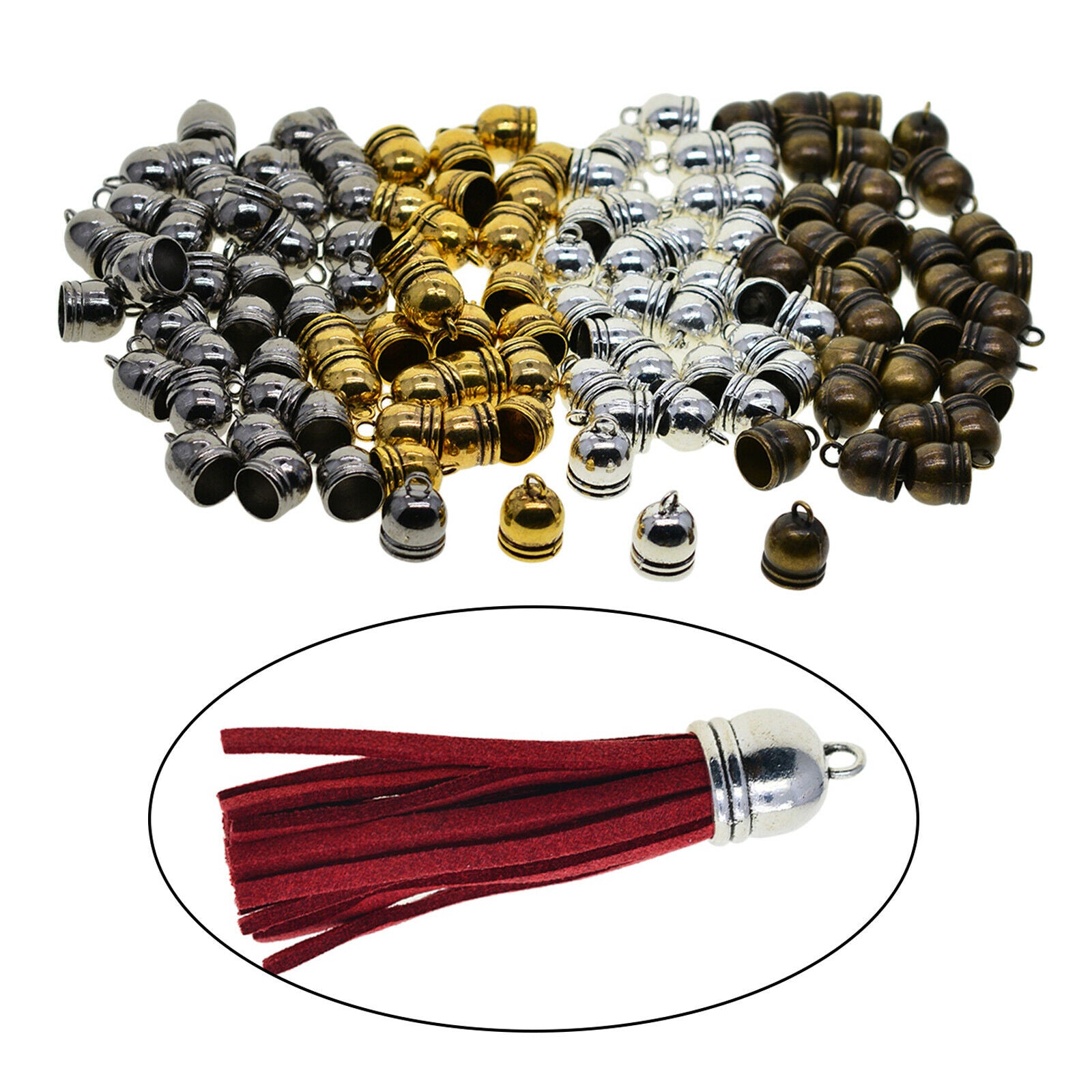 100Pcs Cord End Caps 10mm Leather Earring Making Alloy Clasps Terminators