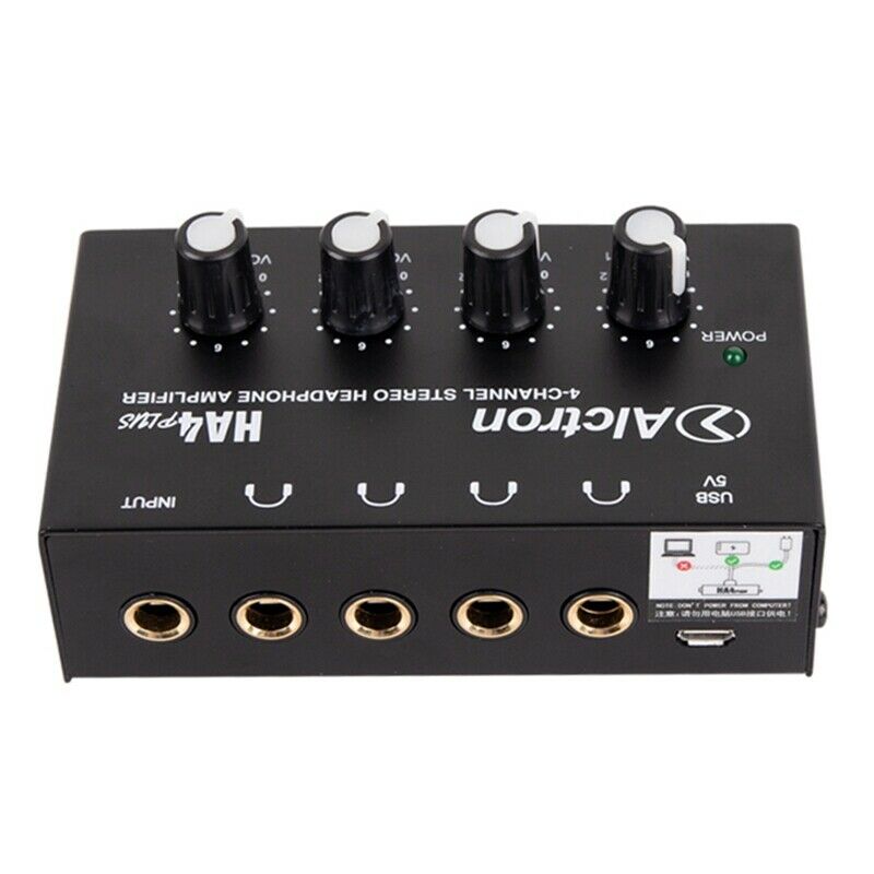 Alctron 4-Channel Portable Stereo Headphone Amplifier Mini Earphone Splitter AU2