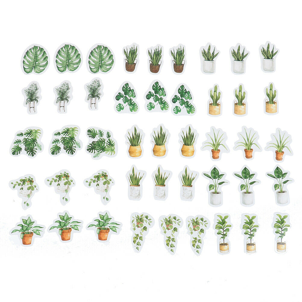 45pcs green leaves tree life plants DIY Diary Craft Stickers Scrapbooking.l8