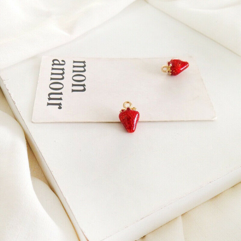 2PCS Strawberry Enamel Charms Handmade DIY Crafts Alloy Jewelry Making Gi.l8