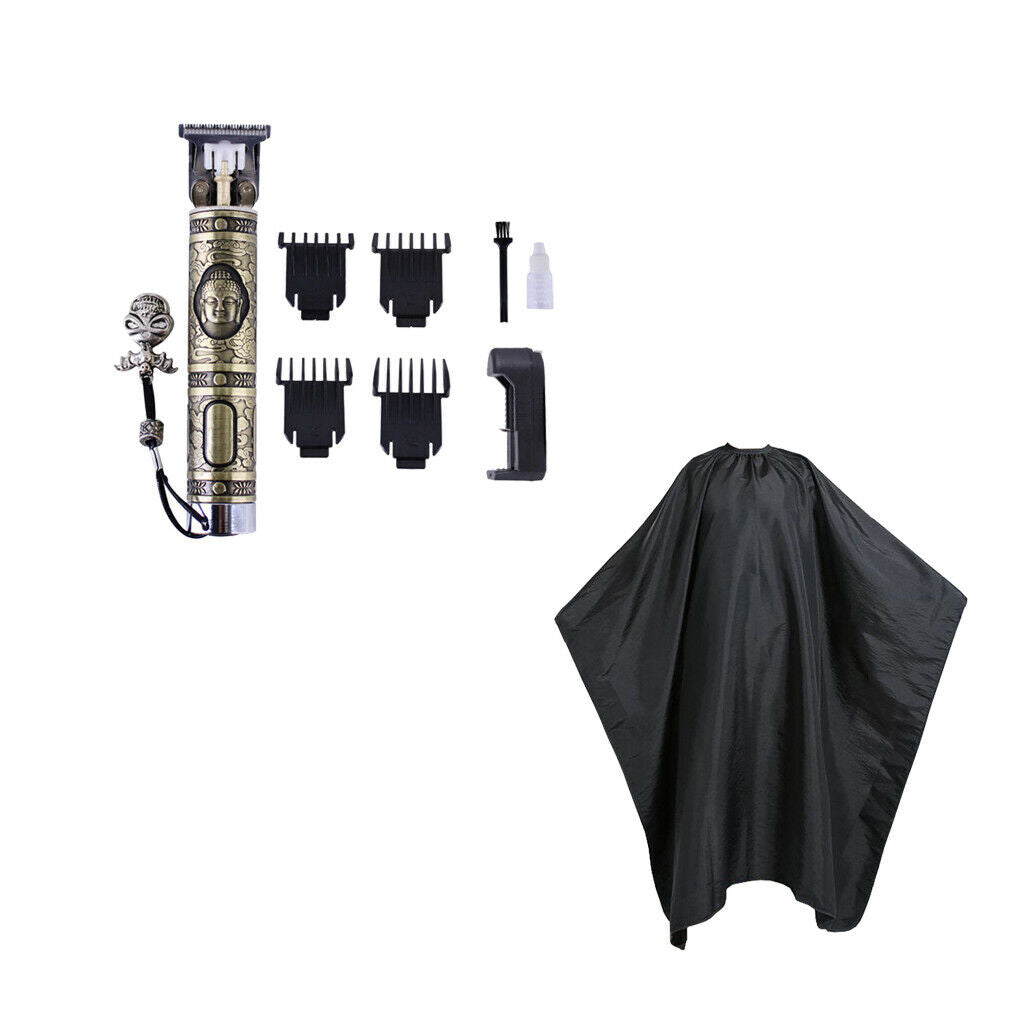 Child Men Barber Copper Hair Clipper Rechargeable & Haircut Gown Set Gifts