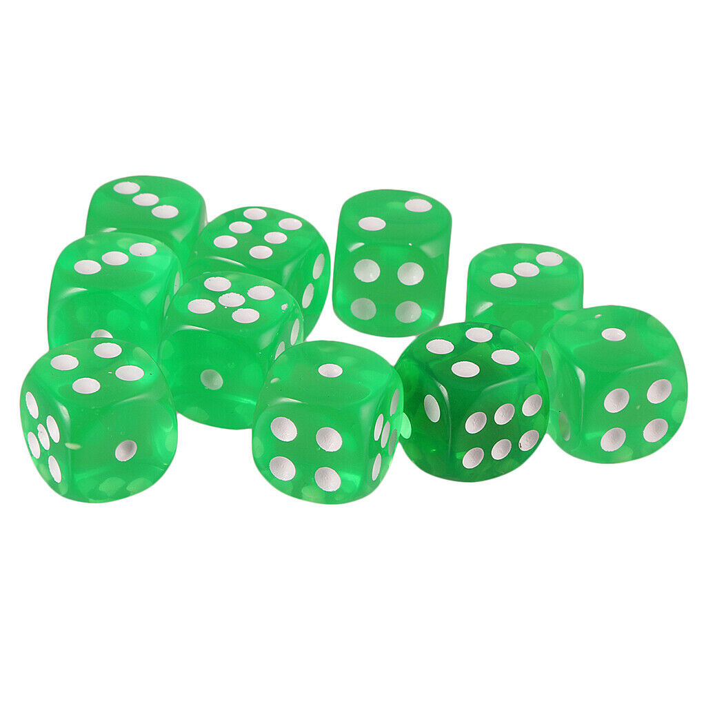 Acrylic Six Side Dice D6 16mm for Board Game Toys RPG DND Games Grass Green