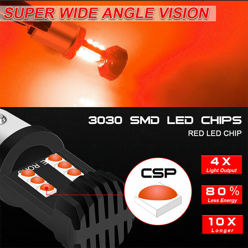 2X 1157 7528 2357 2057 LED Brake Stop Tail Light Parking Bulbs Lamps Red Canbus