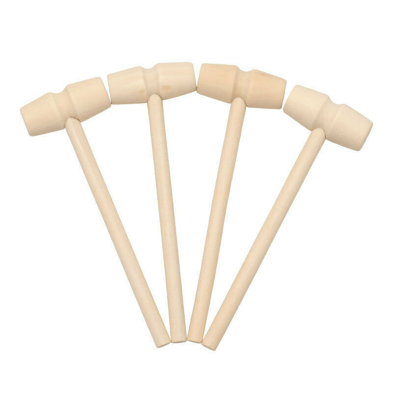 10x Wooden Hammer Flat Head Small Unpainted Kids Games Educational Toys Baby