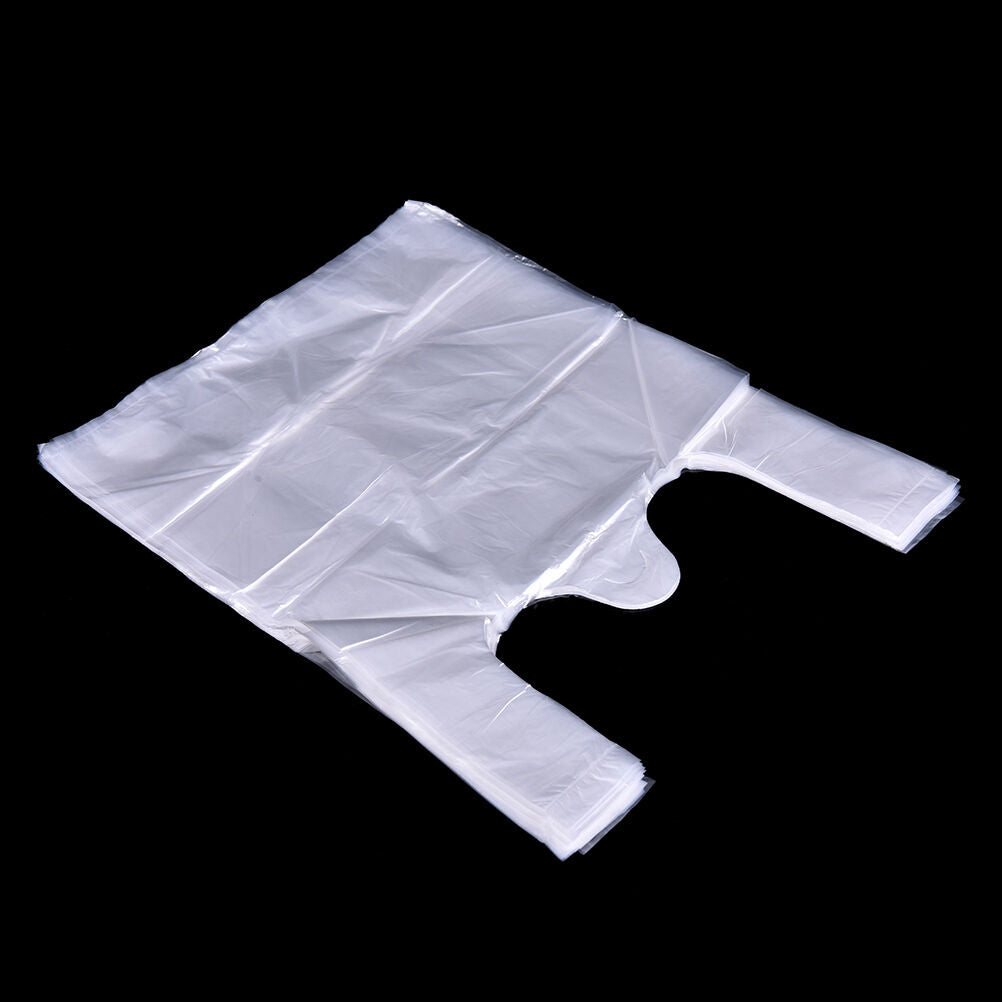 100× Handles Packaging Plastic T-Shirt Retail Shopping Supermarket Bags 20*30cm