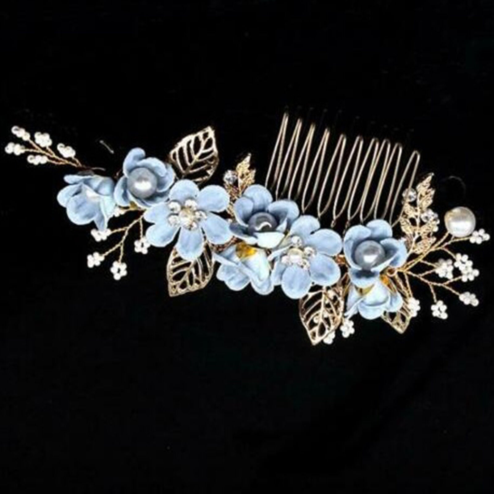 Crystal Pearls Flower Wedding Hair Comb Bridal Hair Pins Jewelry Handmade Women