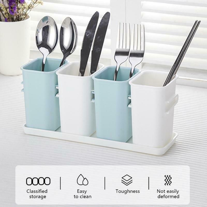 Kitchen Plastic Utensil Holder Flatware Silverware Cutlery Caddy Organizer Rack
