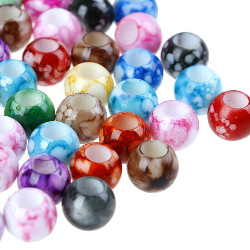 50x Acrylic Round Hair Beads Braids Diy Dreadlock Beads Hair Extension Je.l8