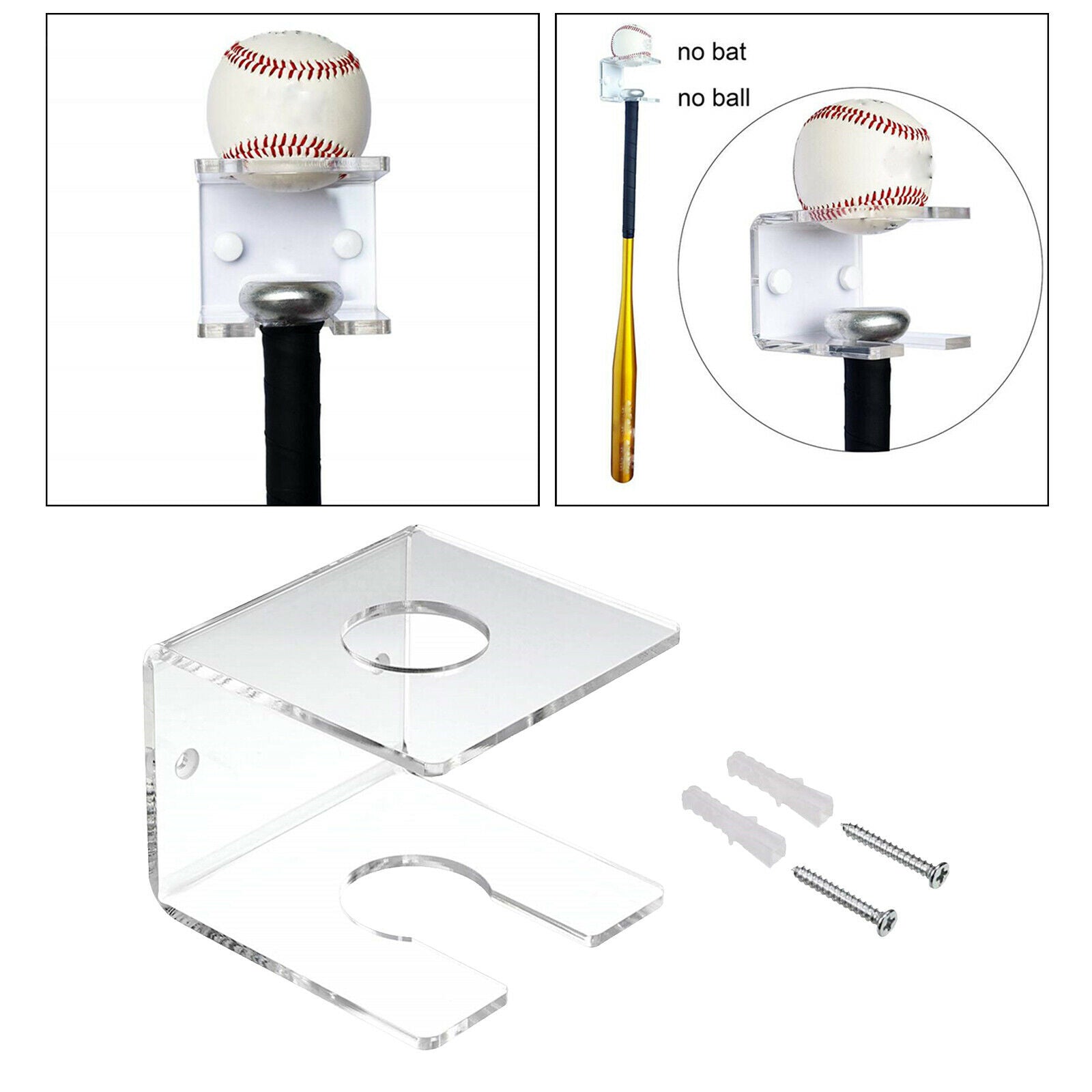 Baseball Softball Bat Rack Display to Hold up to 1 Bats and 1 Baseball Holder
