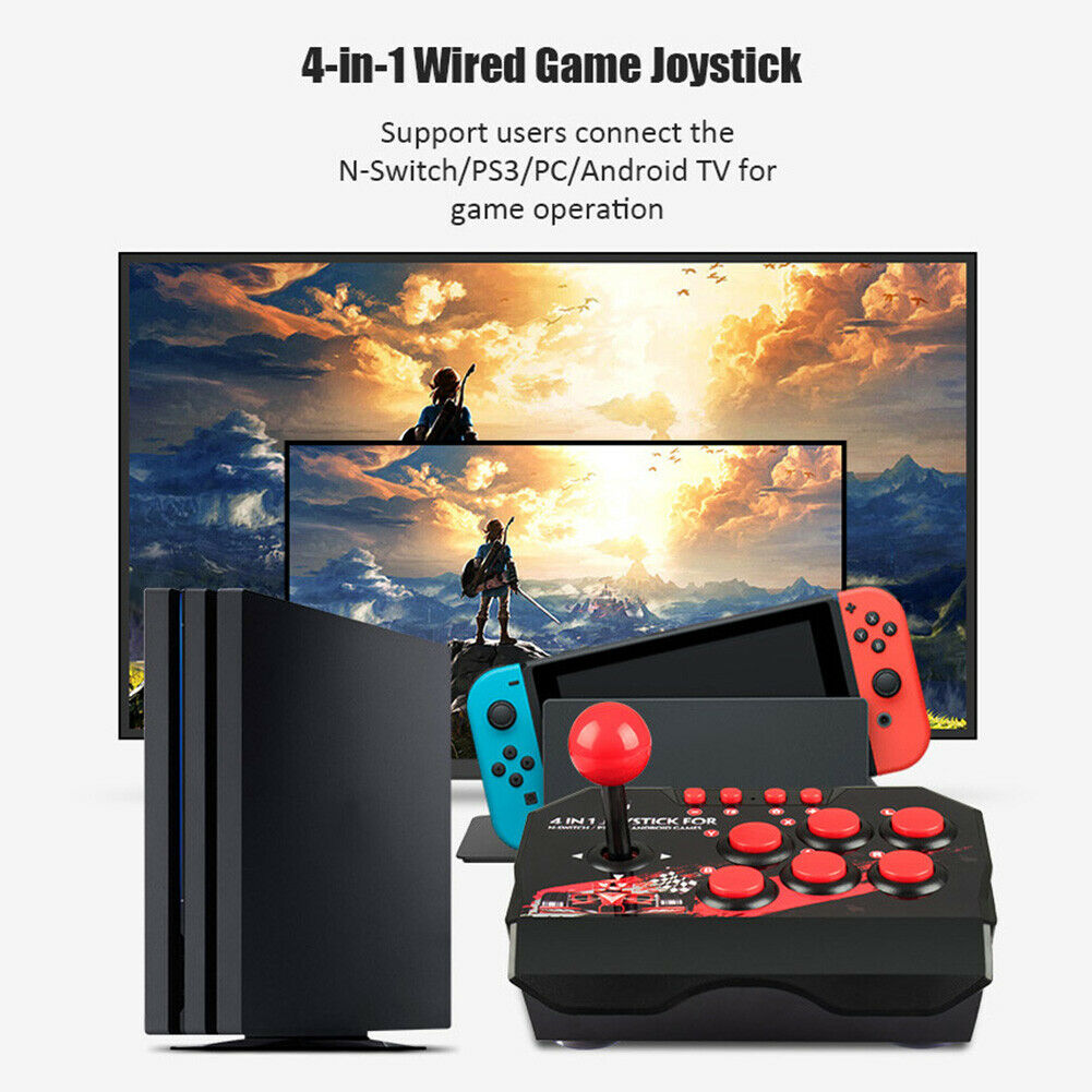 4-in-1 Retro Arcade Game Joystick Station USB Wired TURBO Rocker Controller @