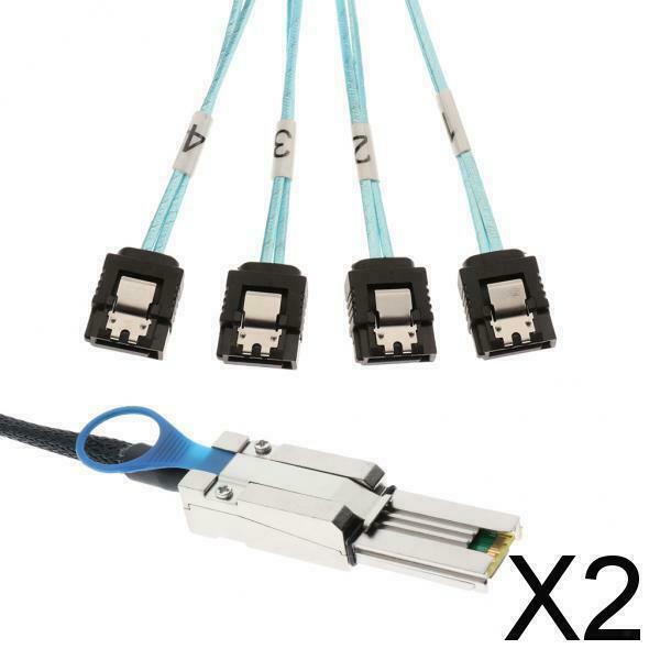 2X SFF 8088 Mini-SAS 26 Pin to 4X SATA Drive Converter Cable with Latch 1M