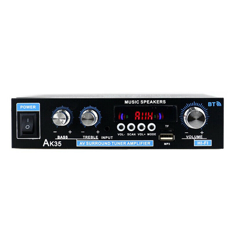 110V 12V 600W Bluetooth Power Amplifier Home Stereo 2CH AMP FM Radio SD USB A03