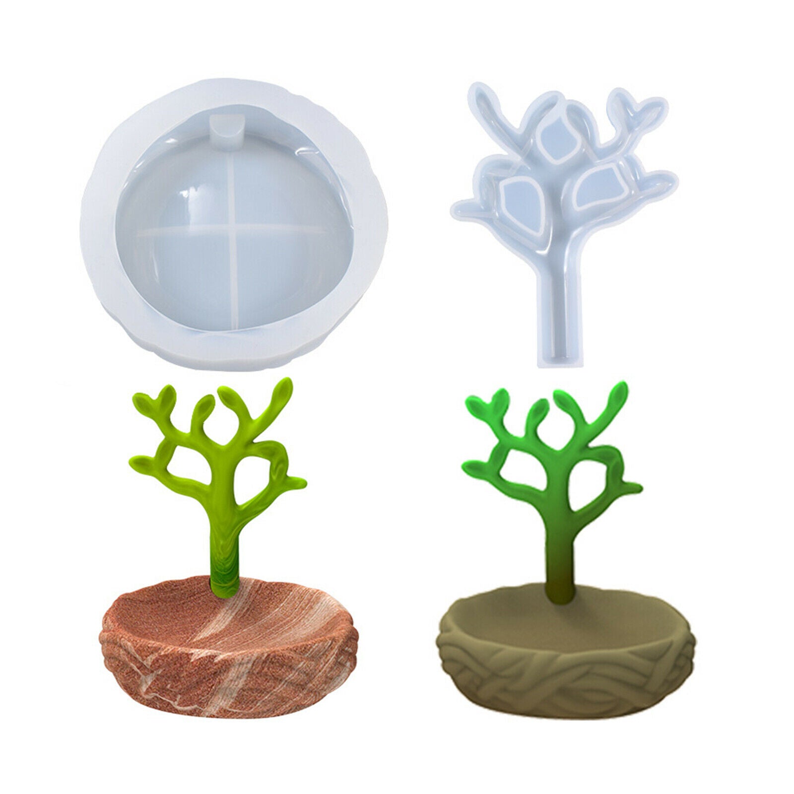 Silicone Jewellery Storage Box Mold Casting Moulds w/ Tree Mold DIY Crafts
