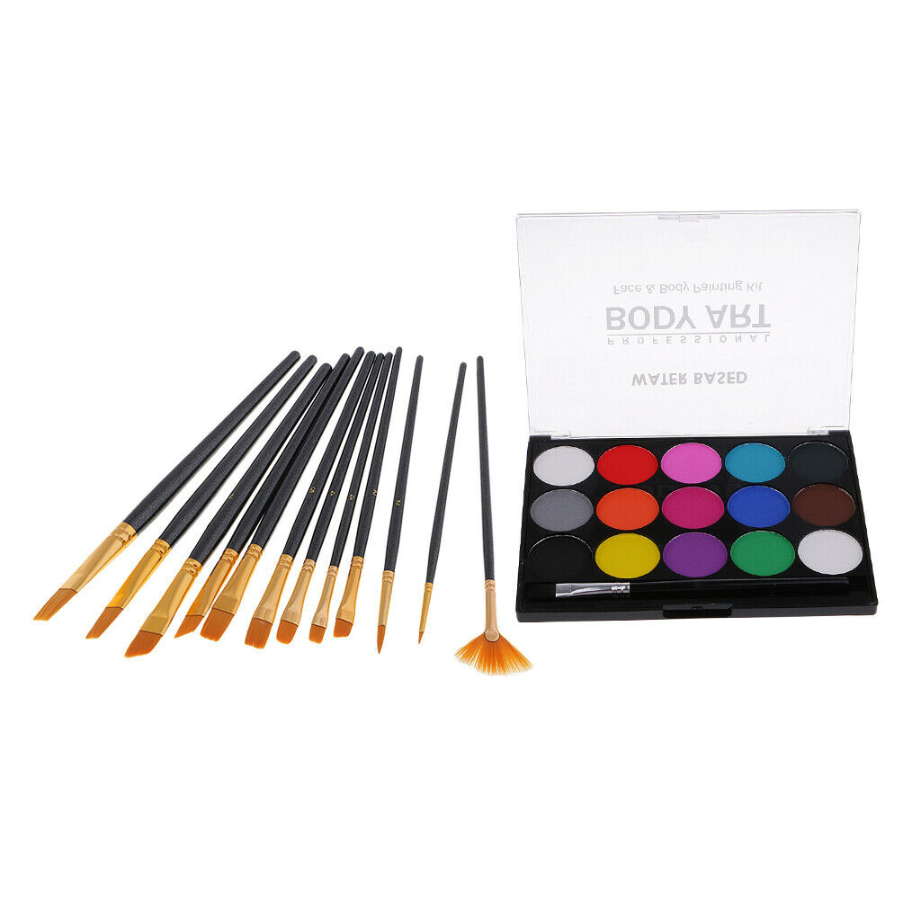 15 Colors Face Body Paint Palette for Halloween Make Up Kit Fancy