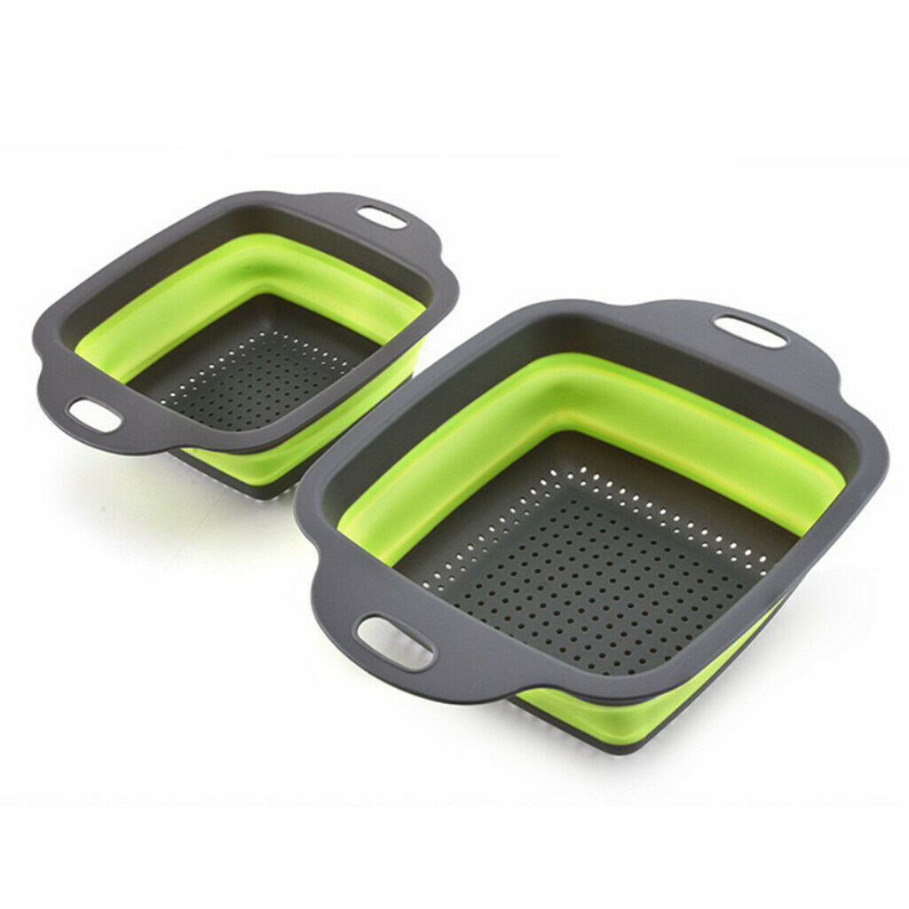 Silicone Collapsible Colander Basin Foldable Space-saving Drainage Basket S