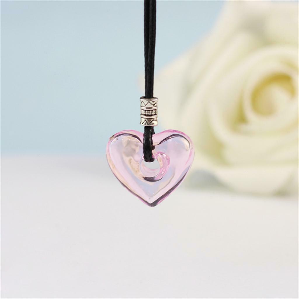 Essential Bottle Diffuser Perfume Heart Glass Pendant Necklace Pink