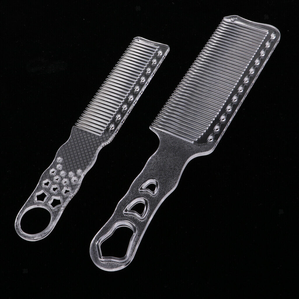 Clear Plastic Anti-static Barber Hairdressing Clipper Comb, Flat Top Fine