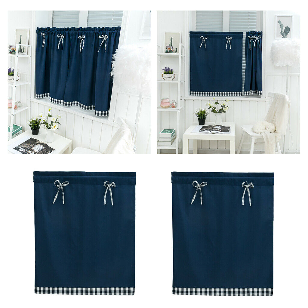Set of 2, Decorative Kitchen Curtains Set Blackout Window Drapes Plain Color