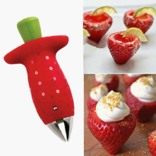 Strawberry Berry Stem Gem Leaf Huller Remover Fruit Corer Slicer Cutter Split BD