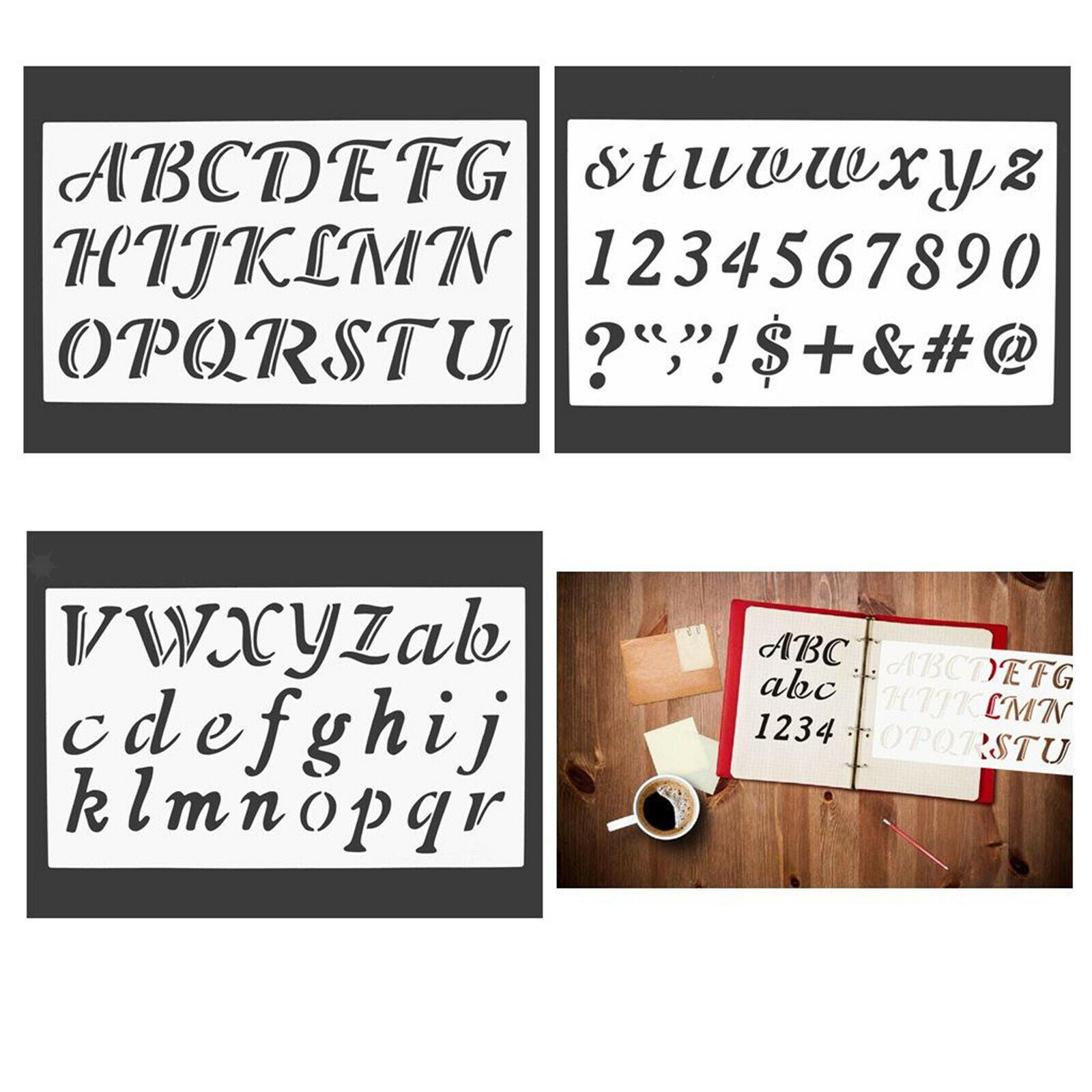 3Pcs Alphabet Letter Numbers Signs Stencils Template Scrapbook DIY Painting