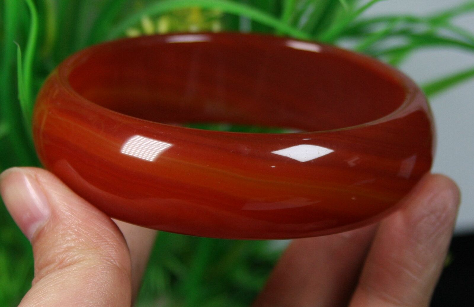 Select 56-62 mm Certified Natural Agate Chalcedony Jade Bangle red Bracelet AA++