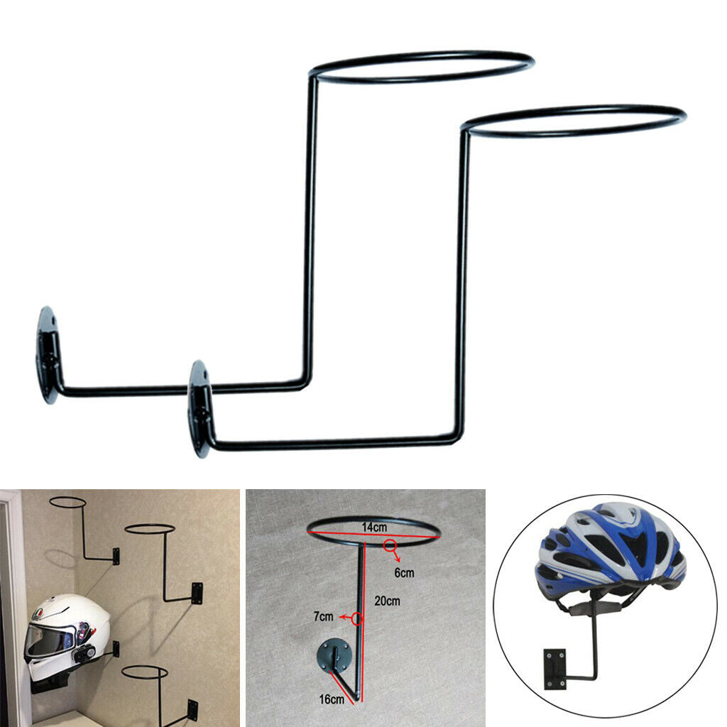 2pcs Metal Wall Mounted Helmet Display Holder Stand Coats Hat Rack Hanger