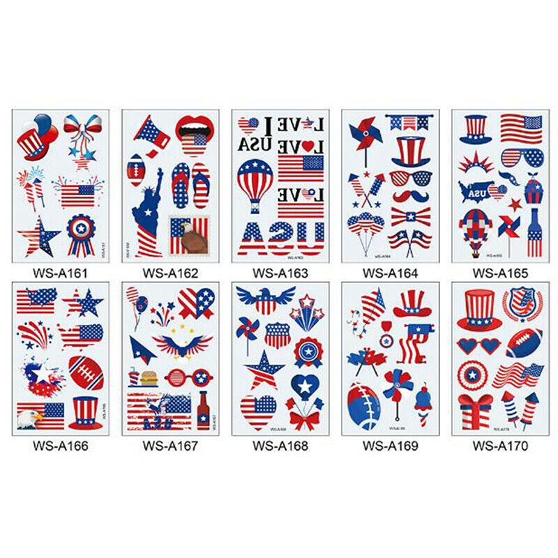 Fourth of July Temporary Tattoos Independence Day Tattoo Stickers Decals .l8