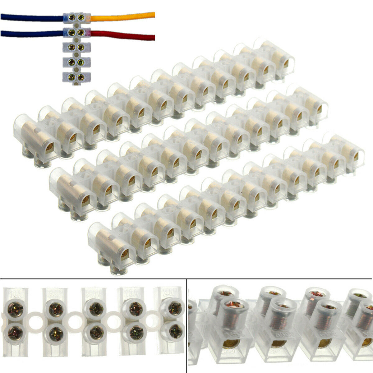 3pcs 12 Way 3A Barrier Screw Terminal Block Wire Connection Connector Strip Kit