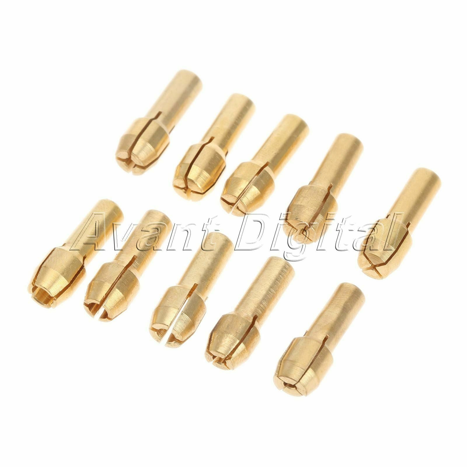 10Pcs Different Sizes Brass Collet Adapter Nut 0.5-3.2mm for Power Rotary Tools