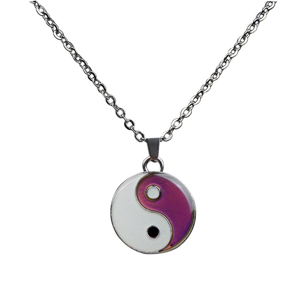 Yin Yang Gossip Colour Changing Mood Necklace Choker Chain Jewelry for Mens