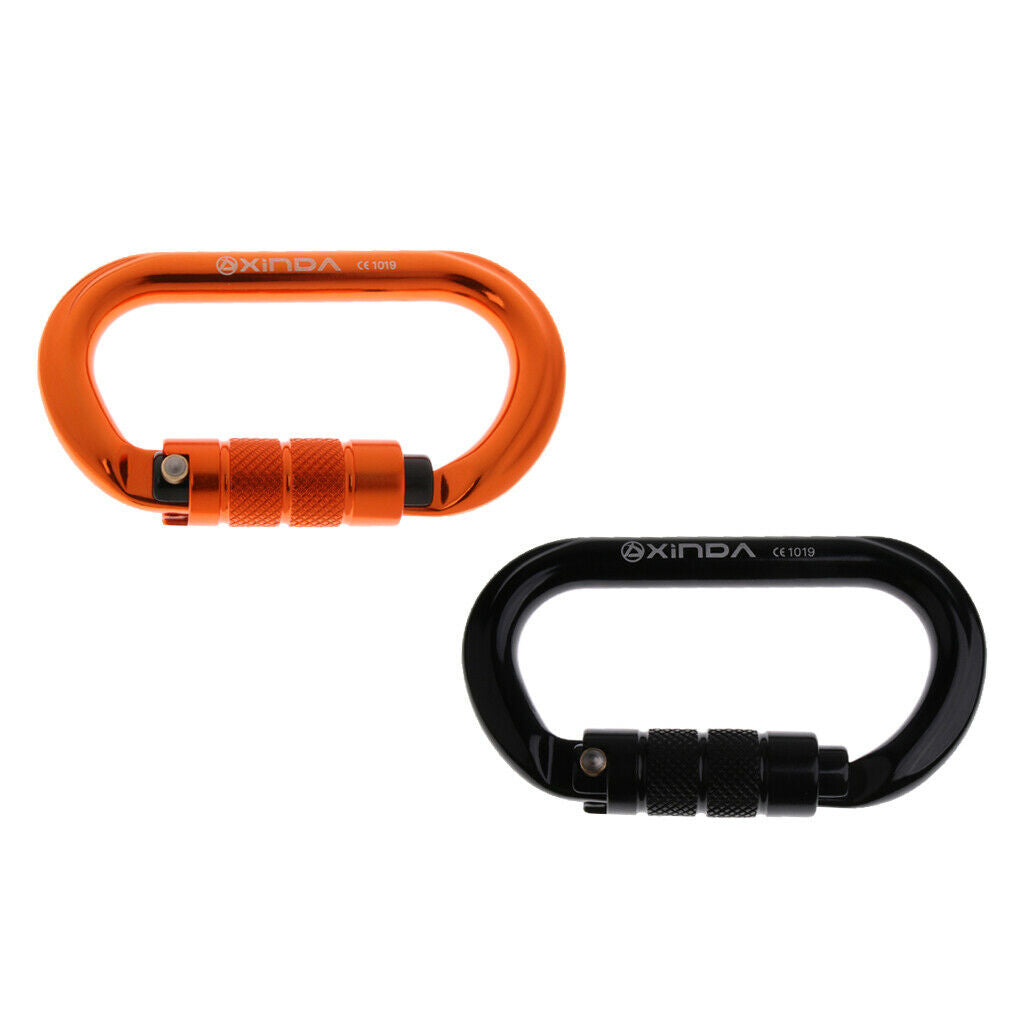 2x 25KN Outdoor Rock Climbing Security Safety Buckle Carabiner Hook  Locking