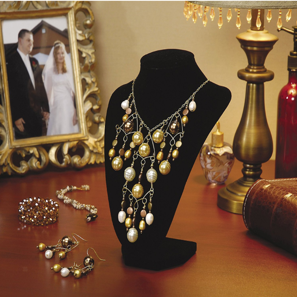 2 Pieces Store Home Velvet Necklace Bust Jewelry Pendant Rack Display Stands