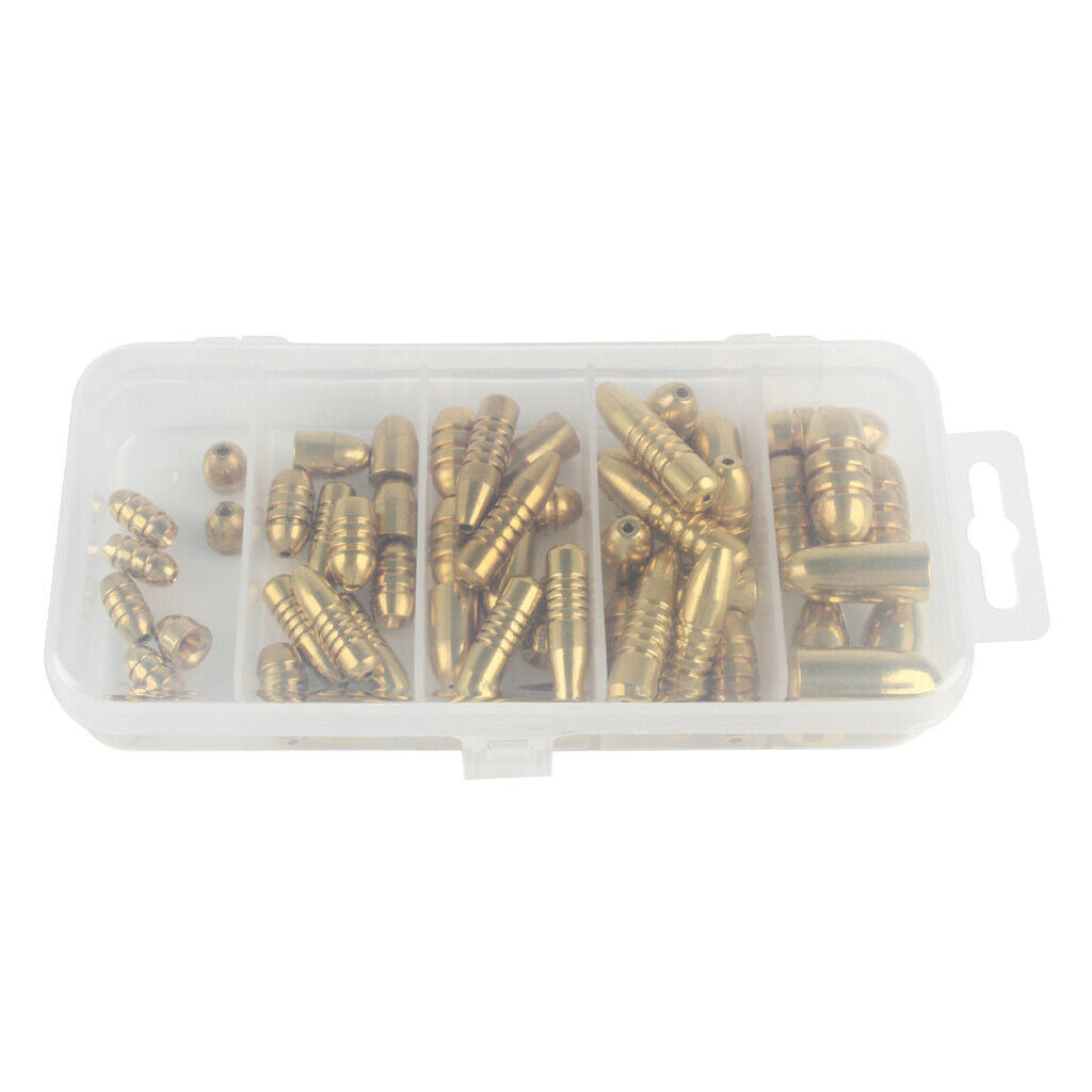 52pcs Brass Weights Bullet Shape Sinker Sea Carp Fishing   Sinker Tackle