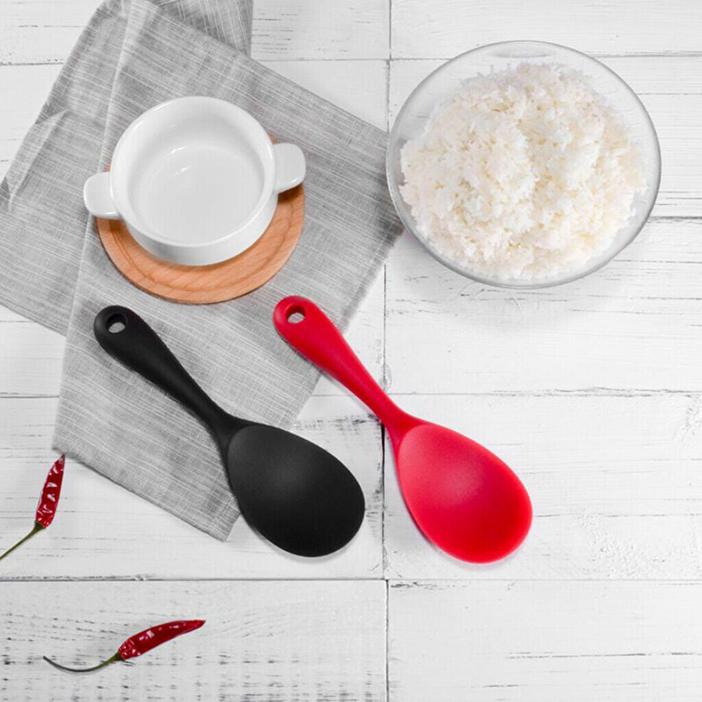 Lots 2 Non-Stick Rice Paddle Spoon Home Camping BBQ Lightweight Red+Black