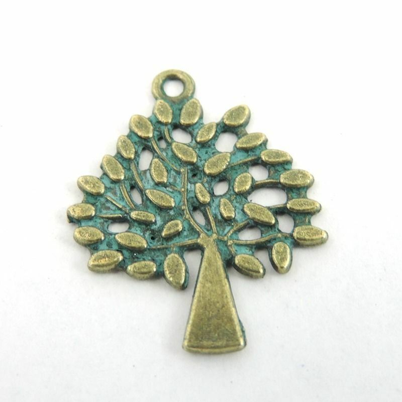 16 pcs Retro Patina Lush Tree Pendant Charm Alloy For Jewelry Crafting 23*30*1mm