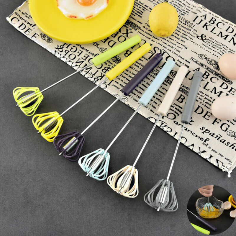 1pc Semi-automatic Egg Beater Whisk Manual Hand Mixer Self Turning Egg St.l8