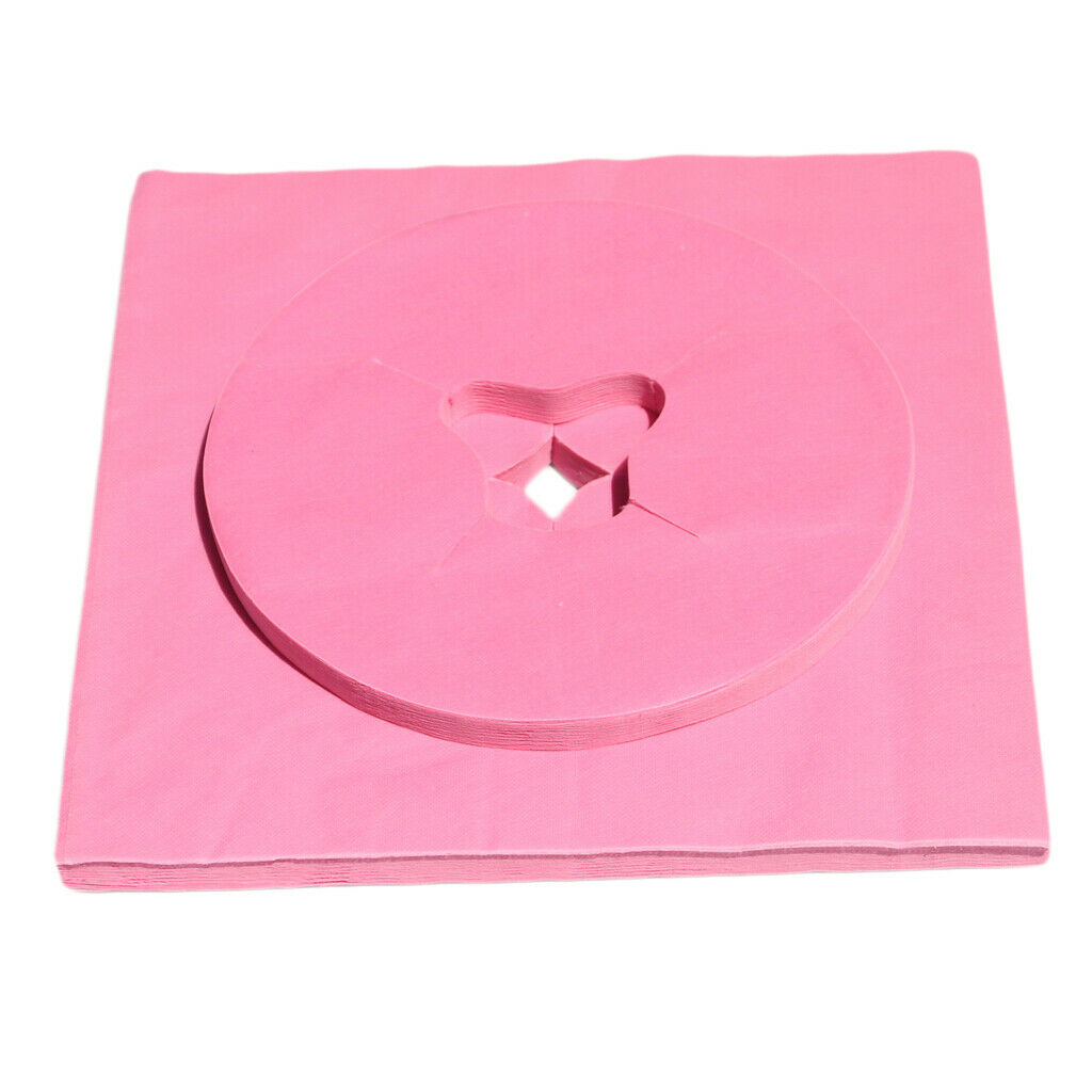 200 Pcs Disposable Massage Face Cushion Headrest Cradle Cotton Cover Pink