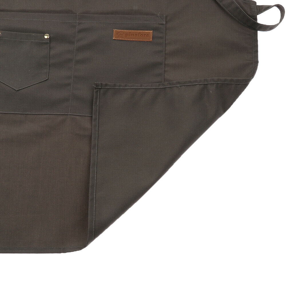 Cotton Bib Apron With Pockets Stylish Cooking Aprons For Women Men Gray